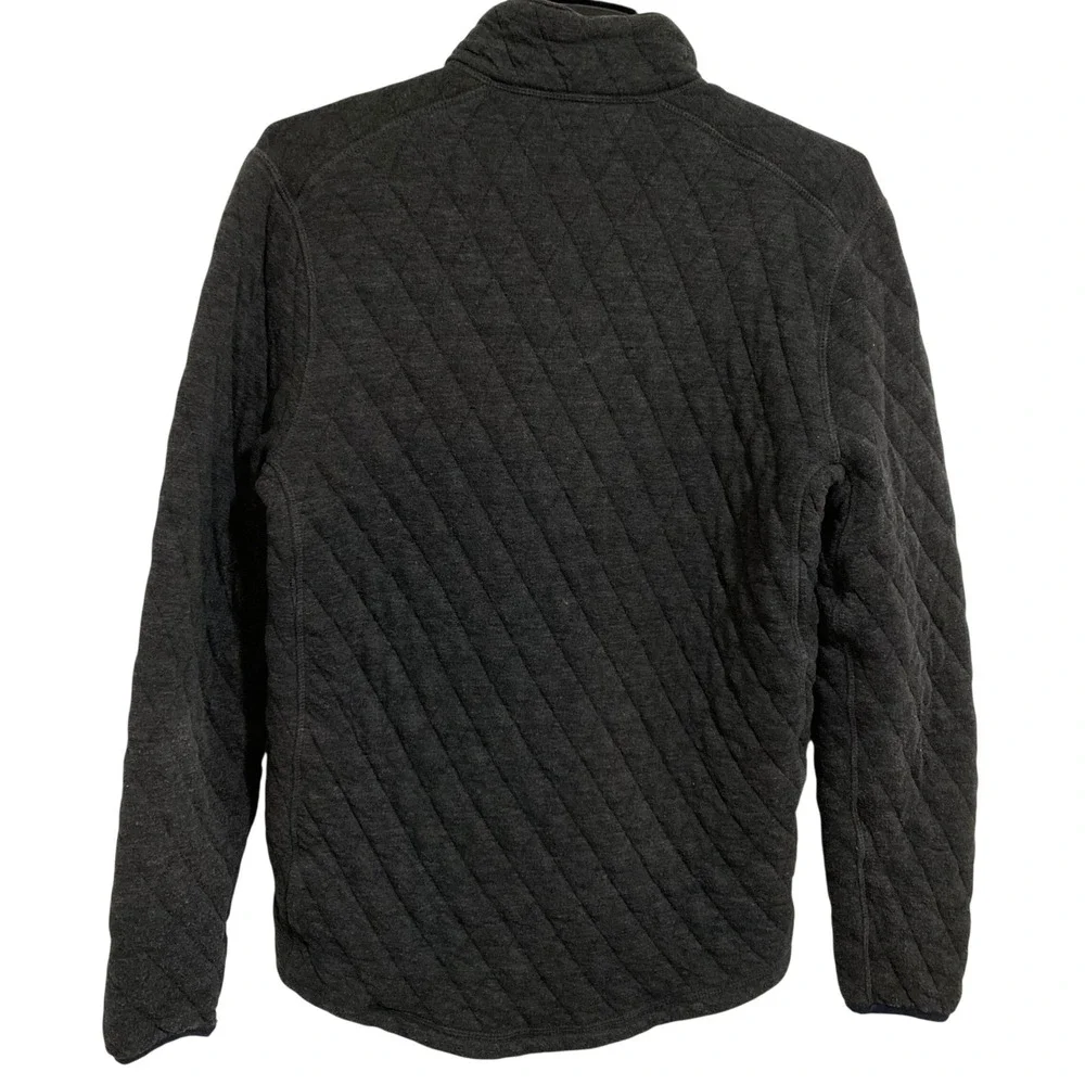 J. Crew Quilted Quarter Zip Pullover Mens Medium Gray Excellent Diamond Pattern